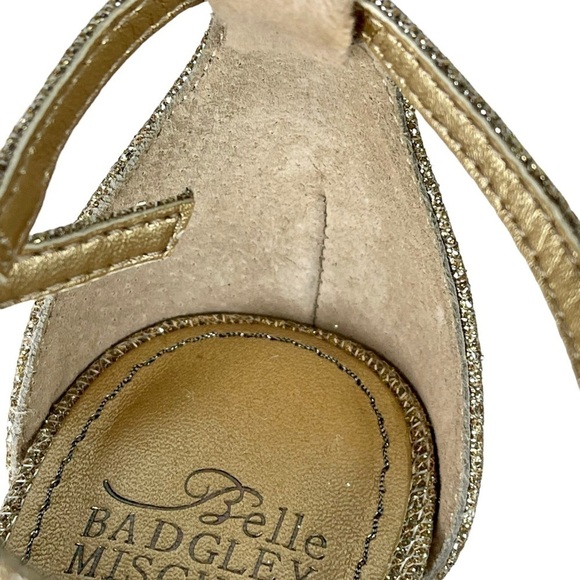 BELLE BY BADGLEY MISCHKA CRYSTAL RHINESTONE MEDALLION METALLIC EVENING SHOE - Picture 12 of 15